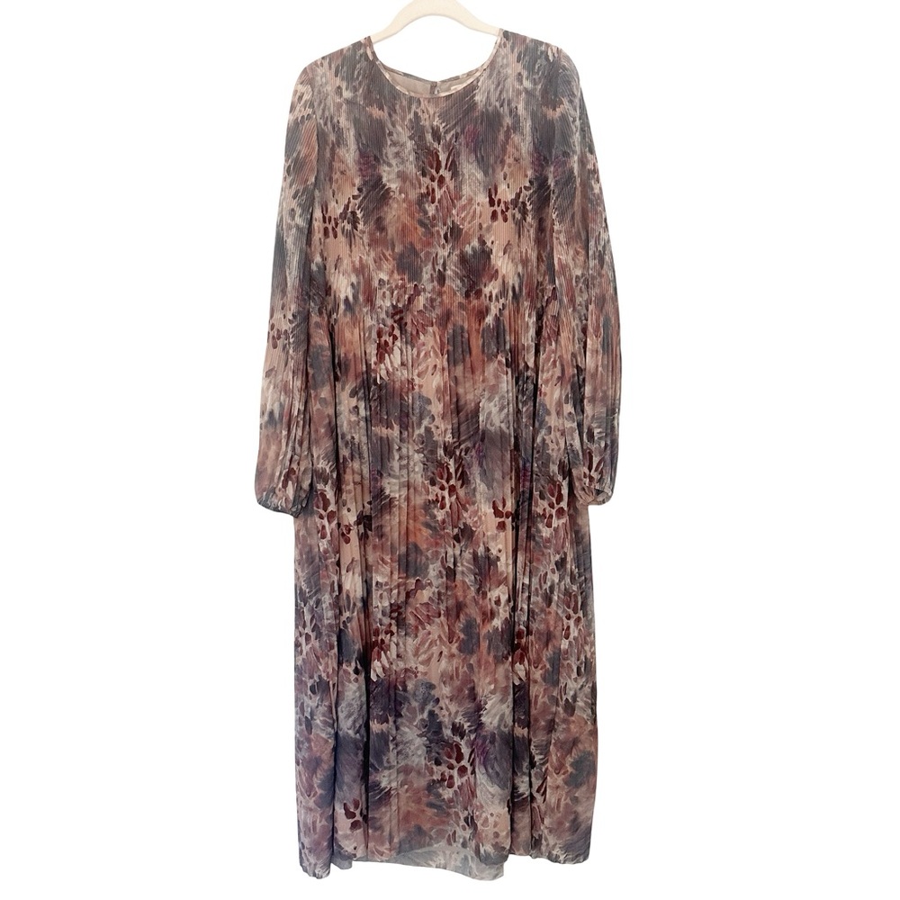 Aritzia Wilfred Daydreamer Pleated Maxi Dress Tannin Foxfire Brown 1X - Picture 3 of 13